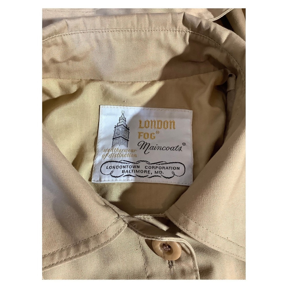 London Fog Vintage Maincoats Hooded Raincoat Tan Beige Women's 10 Regular - Picture 4 of 11
